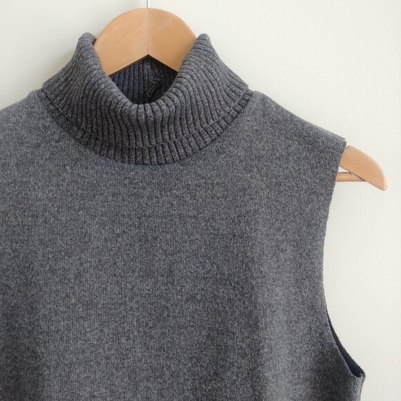 Zara grey sleeveless turtleneck sweater top Medium cotton blend - Picture 3 of 14